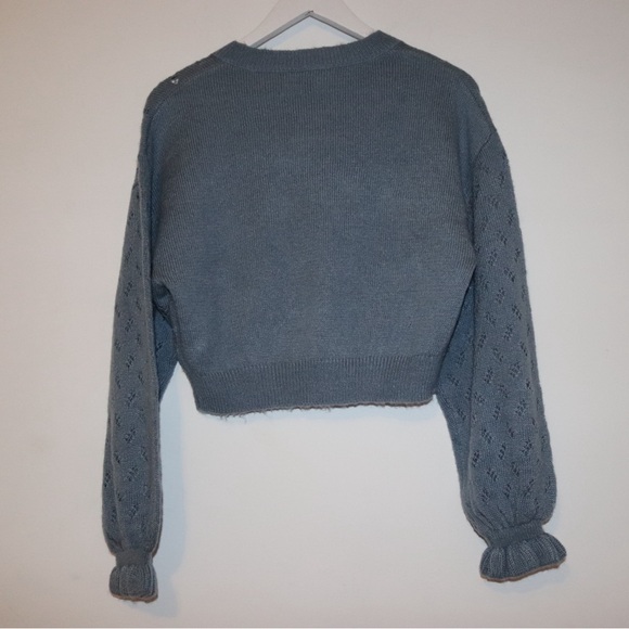 H&M | blue Pointelle Cardigan Size Small - Picture 3 of 3